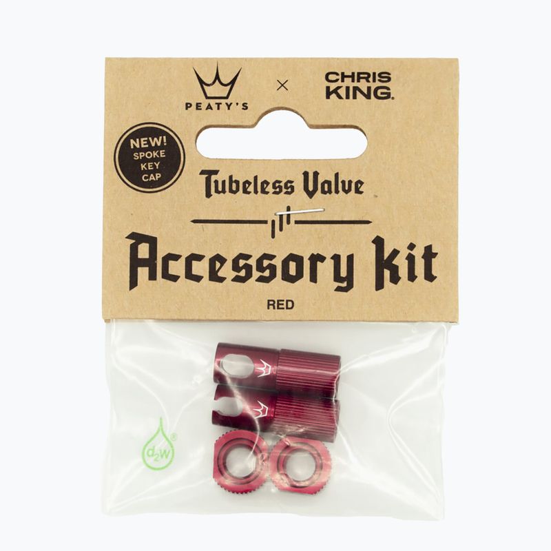 Кришка вентиля велосипедної шини Peaty's X Chris King Mk2 Tubeless Valves Accessory Kit червона 83804