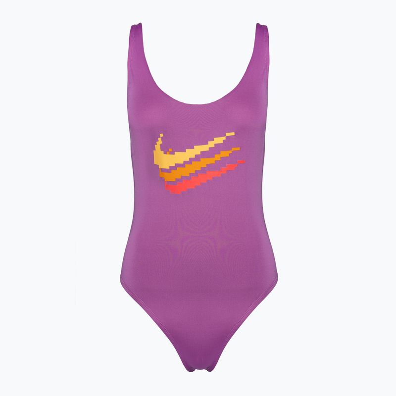 Жіночий злитий купальник Nike Multi Logo U-Back fuchsia dream