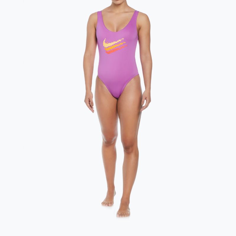 Жіночий злитий купальник Nike Multi Logo U-Back fuchsia dream 9