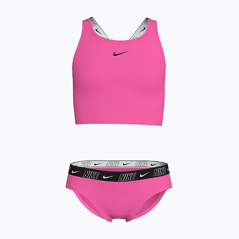 Дитячий роздільний купальник Nike Logo Tape Crossback Midkini гіперрожевий