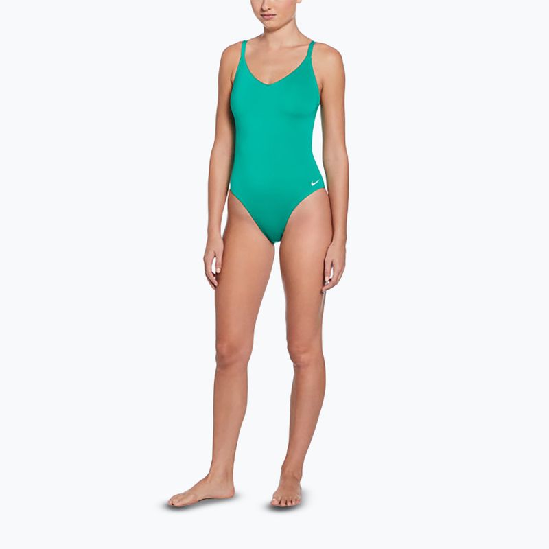 Купальник суцільний жіночий Nike Essential V-Neck stadium green 2