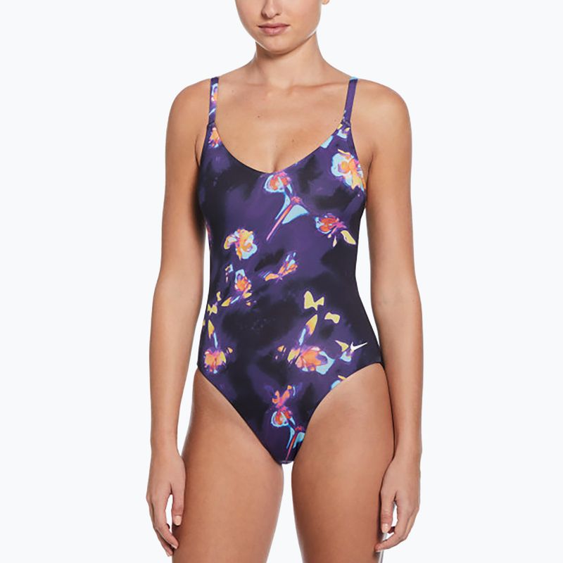 Купальник суцільний жіночий Nike Floral Blur V-Neck black