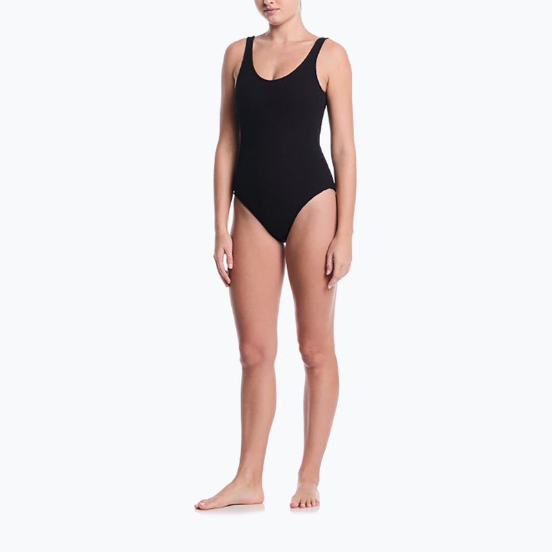 Купальник суцільний жіночий Nike Shoreline Pucker Scoop Neck black 2