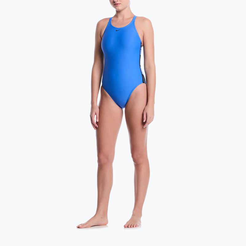 Купальник суцільний жіночий Nike Logo Tape Fastback blue crystal 2