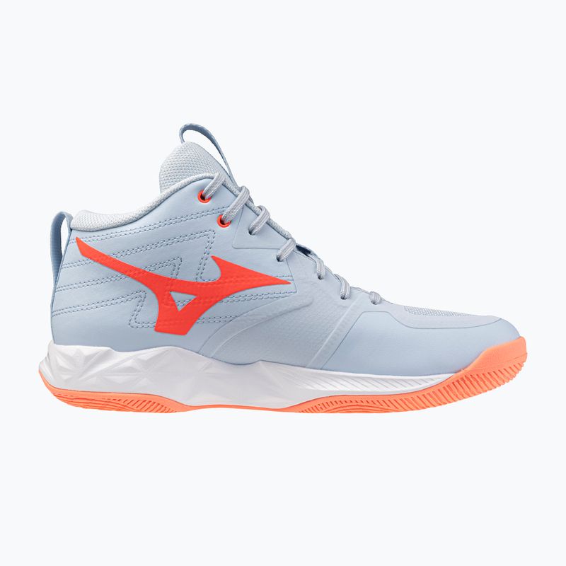 Кросівки волейбольні жіночі Mizuno Wave Momentum Pro Mid blue finch/lava orange/flamingo coral 2