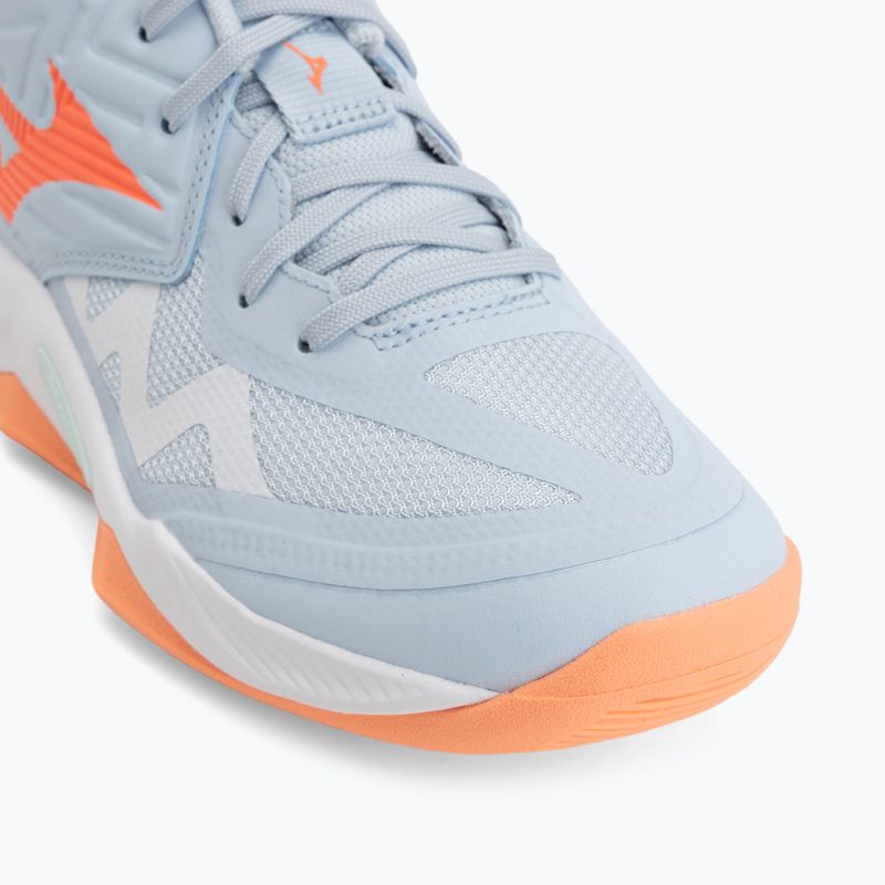 Кросівки волейбольні жіночі Mizuno Wave Momentum Pro Mid blue finch/lava orange/flamingo coral 7