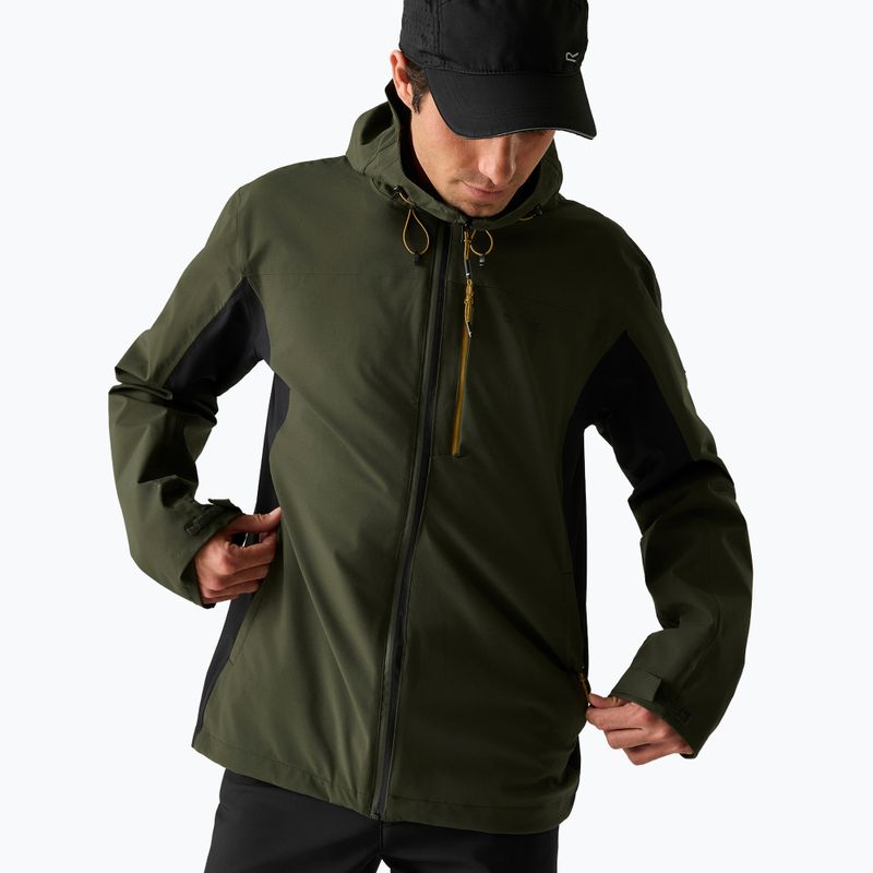 Куртка дощовик чоловіча REGATTA Birchdale II dark khaki/black 3