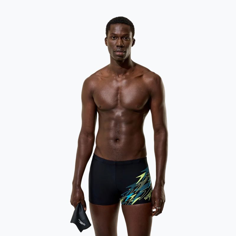 Плавки-боксерки чоловічі Speedo Medley Logo Aquashort anthracite/hyper teal 3