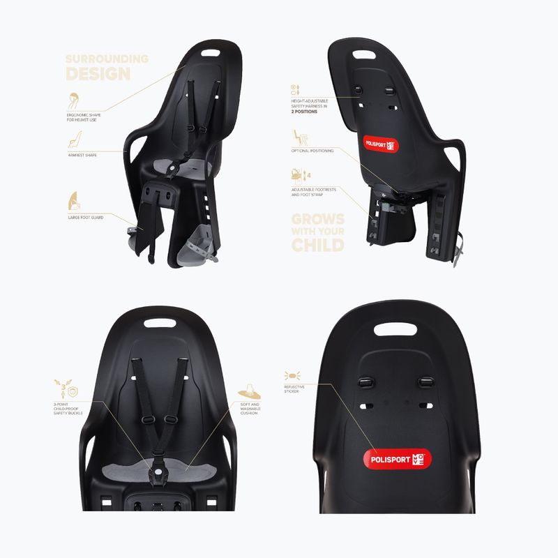 Крісло велосипедне Polisport Koari Mik HD black/grey 6