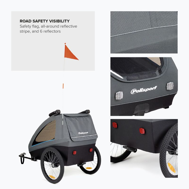 Причіп велосипедний Polisport Kids Trailer&Stroller black/grey 5