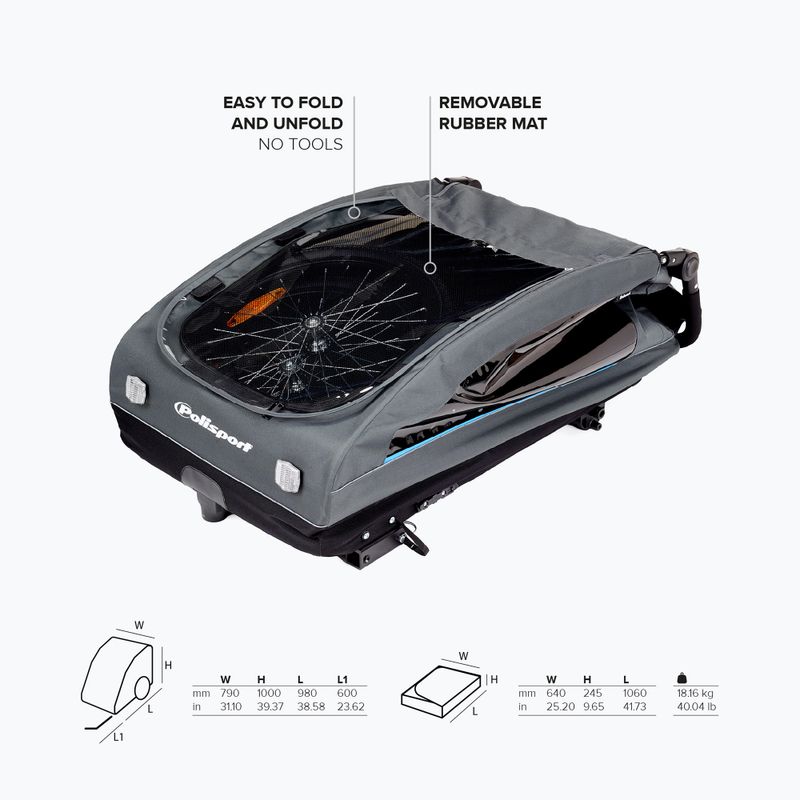 Причіп велосипедний Polisport Kids Trailer&Stroller black/grey 6