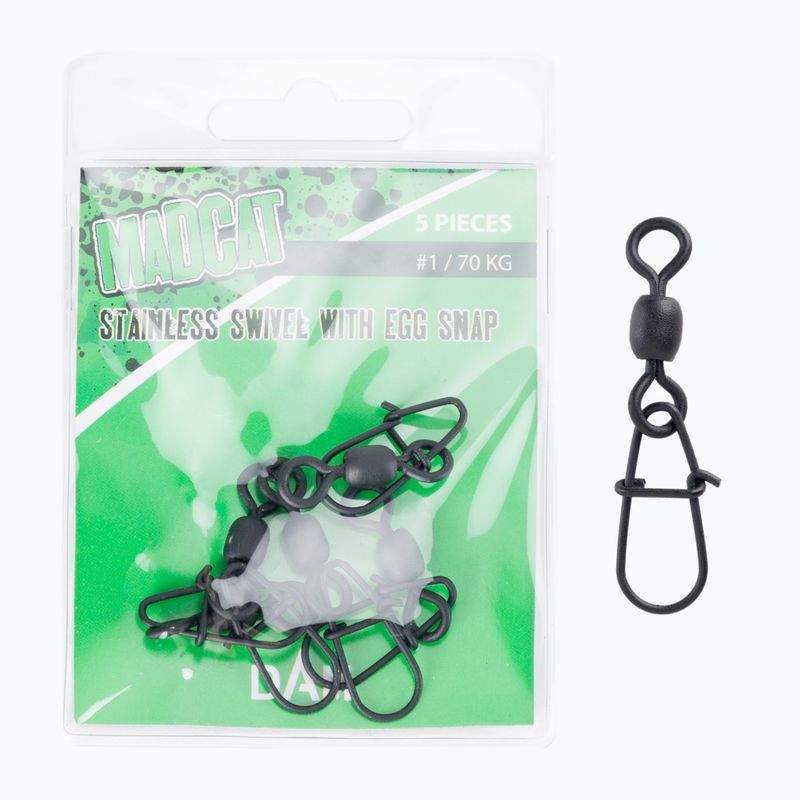 Сомовий вертлюжок MADCAT Stainles Ball Bearing Swivels Egg Snap чорний 70913