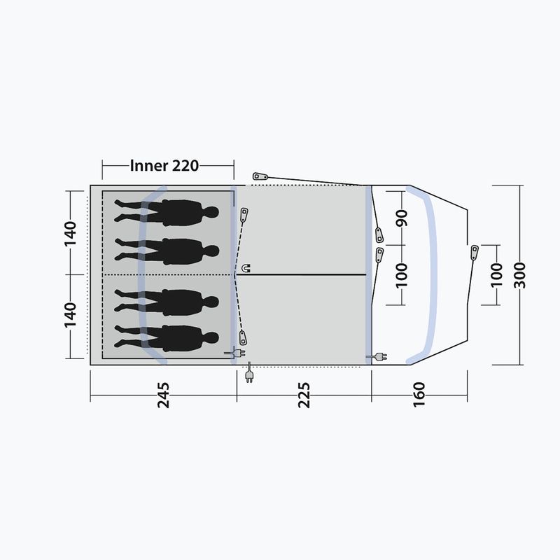 Намет кемпінговий чотиримісний Outwell Sacramento 4 Air blue 10