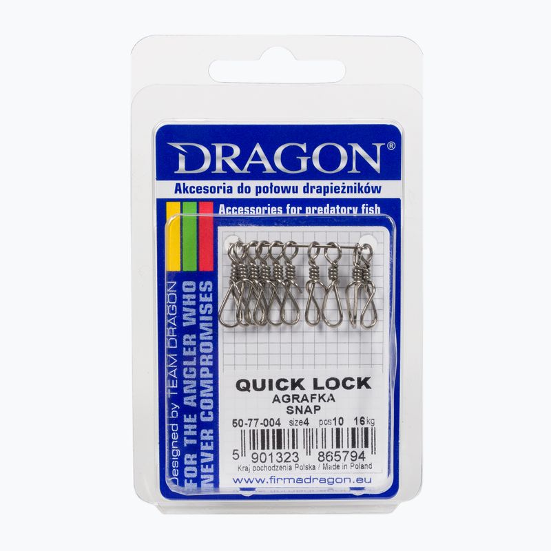 Застібки спінінгові DRAGON Quick Lock 10 шт. сріблясті PDF-50-77-004