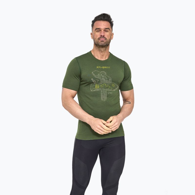 Футболка термічна чоловіча Brubeck Outdoor Wool Pro dark green 2