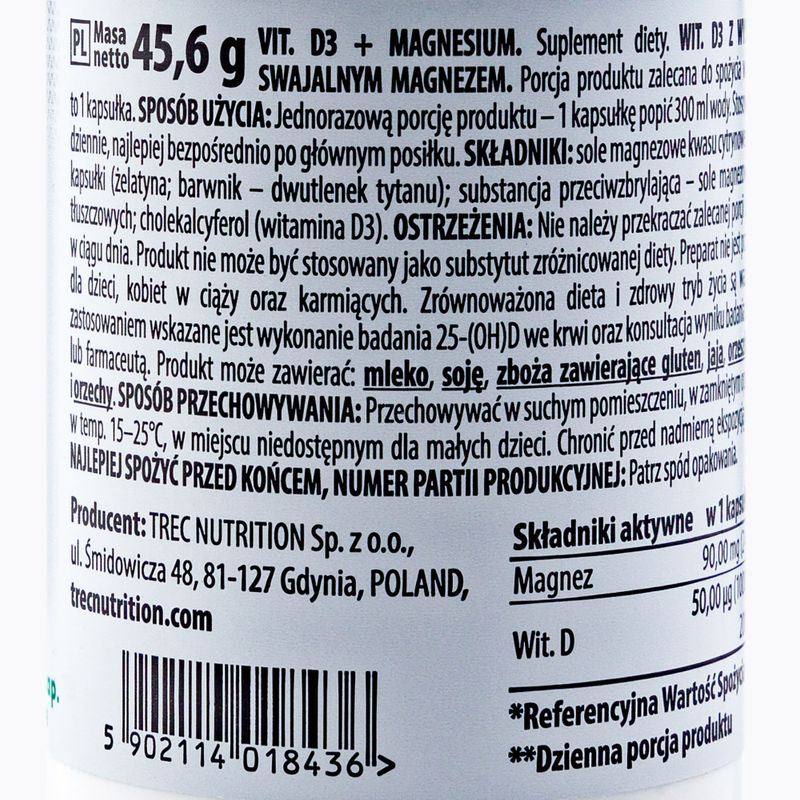 Vitamin D3 + Magnesium Trec Вітамін D3 + Магній 60 капсул TRE/814 2