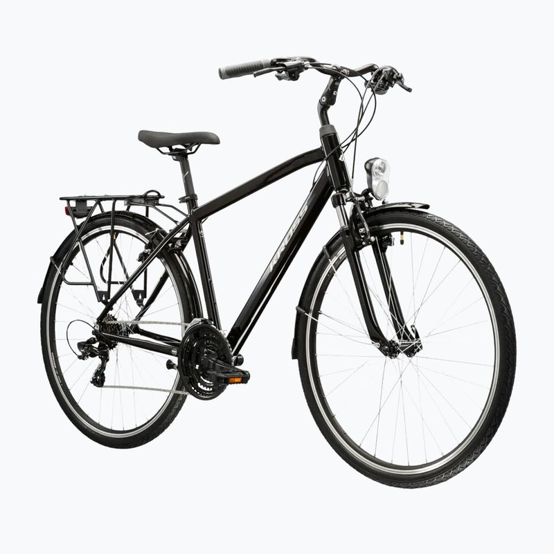 Велосипед трекінговий чоловічий KROSS Trans 1.0 чорний/срібний/глянцевий 2