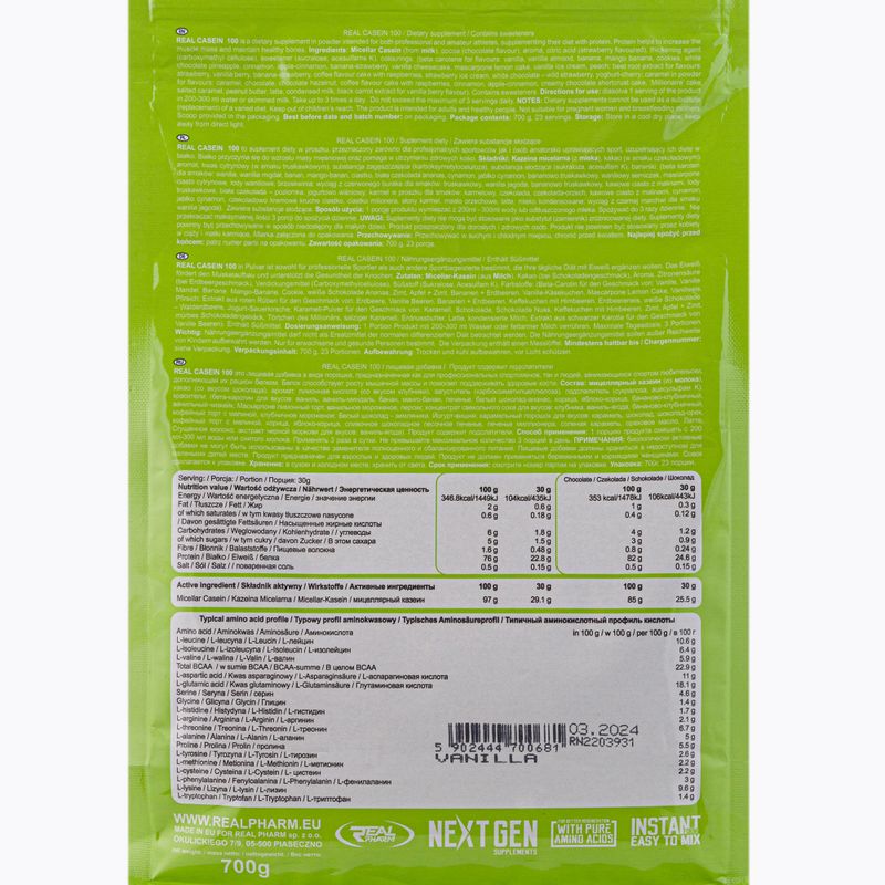 Казеїн Real Pharm Real Casein 700g ваніль 700681 2