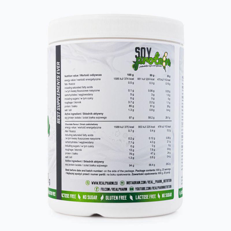 Соєвий білок Real Pharm Soy Protein 600g полуниця 715319 2