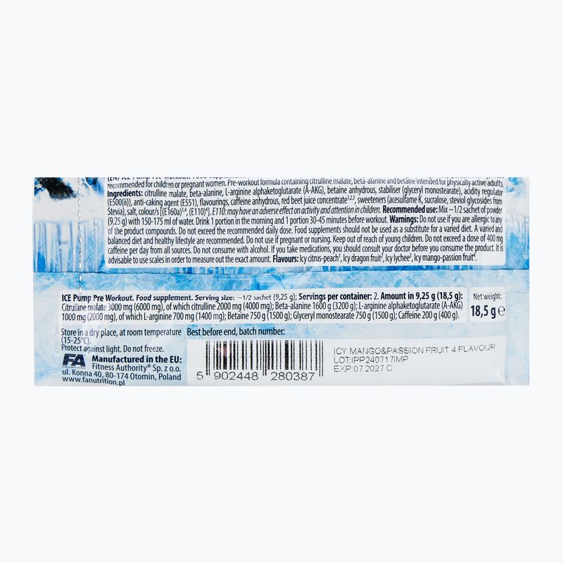 Передтренінговий комплекс Fitness Authority Fa Ice Pump Pre Workout 18,5 г icy mango/passion fruit 2