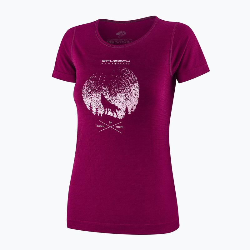 Футболка термічна жіноча Brubeck Outdoor Merino Wool Pro SS plum/mountain 3 3