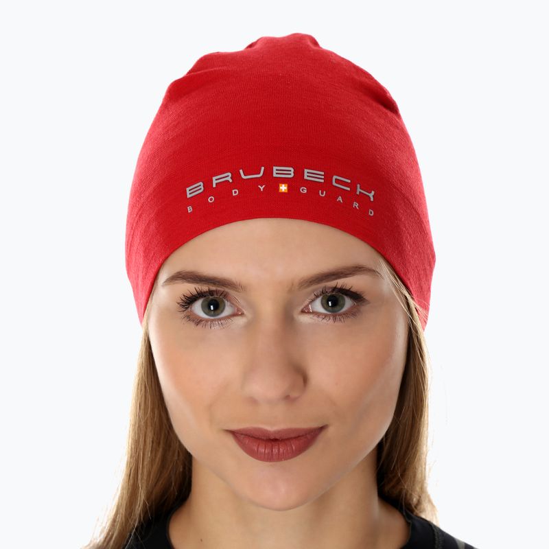 Термошапка Brubeck HM10180 Extreme Wool темно-червона 4
