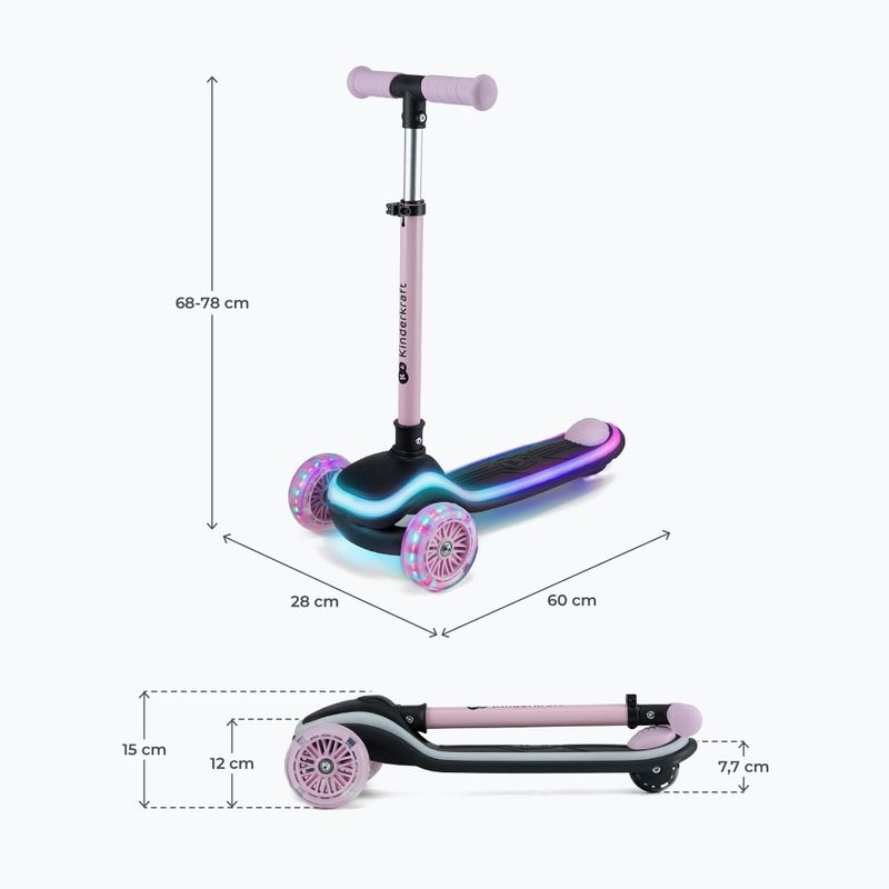 Самокат трьохколісний дитячий Kinderkraft Raket pink 2