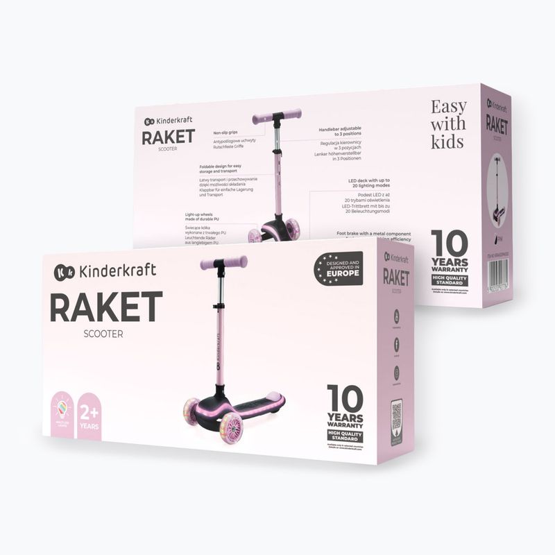 Самокат трьохколісний дитячий Kinderkraft Raket pink 8