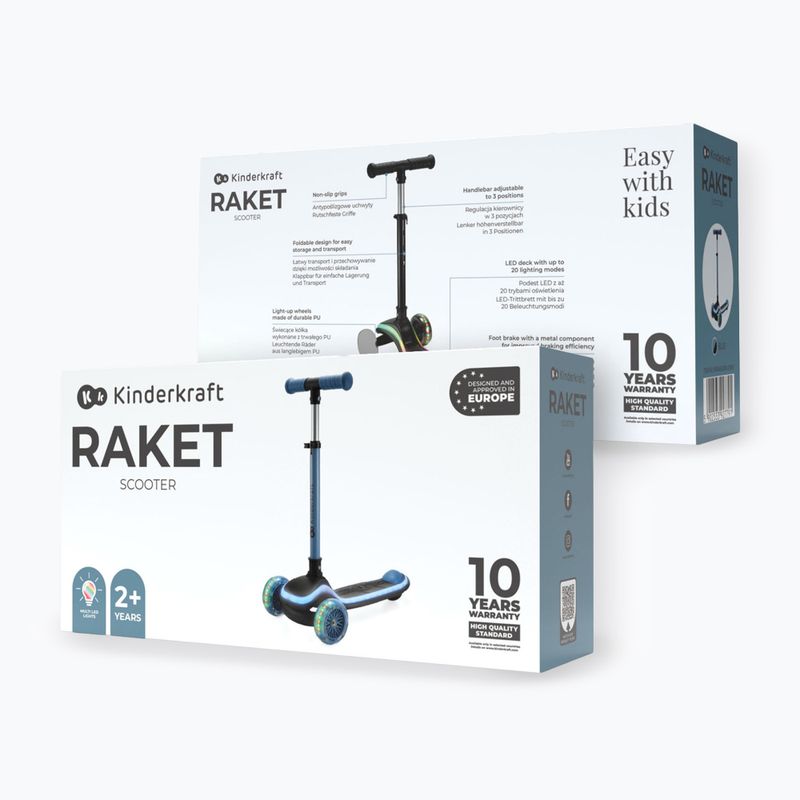 Самокат трьохколісний дитячий Kinderkraft Raket blue 8