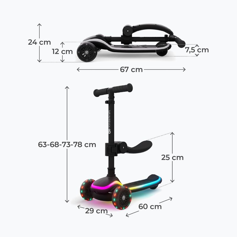Самокат трьохколісний дитячий Kinderkraft Raket Up black 2
