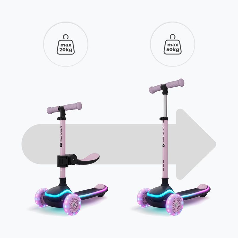 Самокат трьохколісний дитячий Kinderkraft Raket Up pink 11