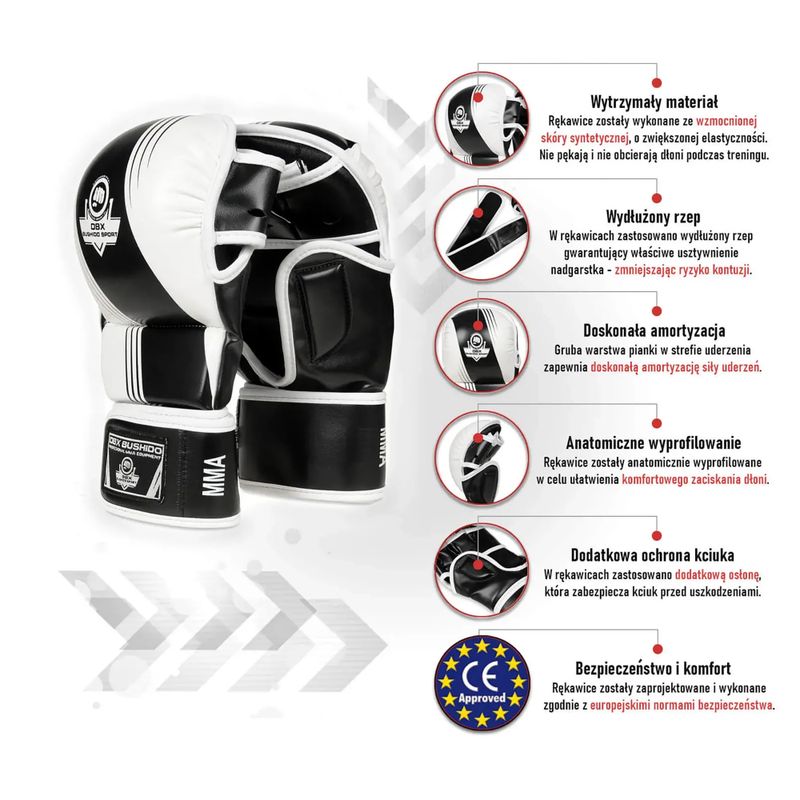 Спарингові рукавиці  Mma Krav Maga DBX BUSHIDO чорно-білі Arm-2011A-L/XL 10