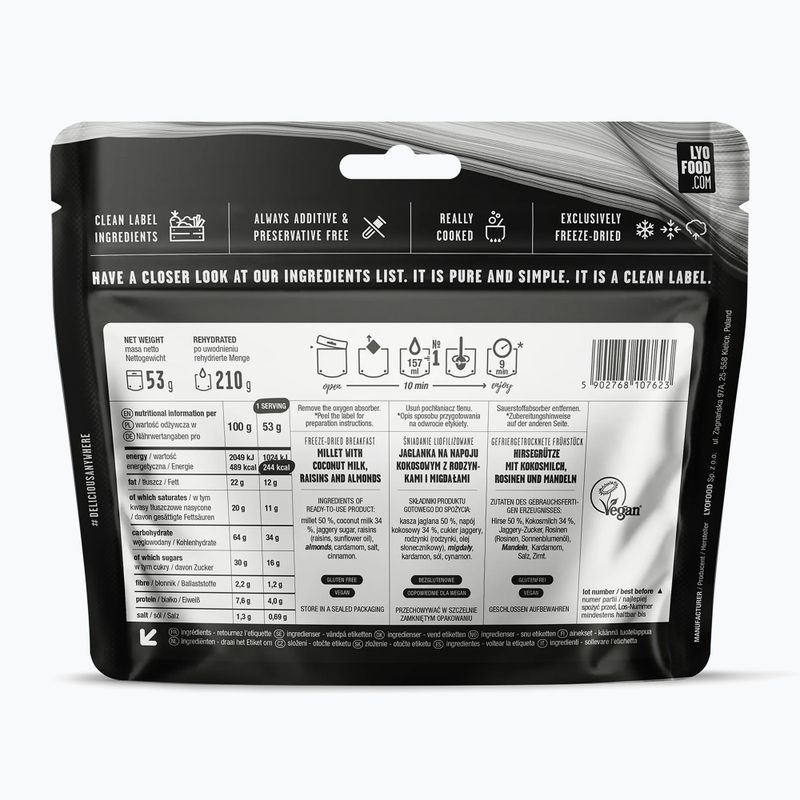 Сублімовані продукти харчування LYOFOOD Каша (просо) на кокосовому напої 210 г 2