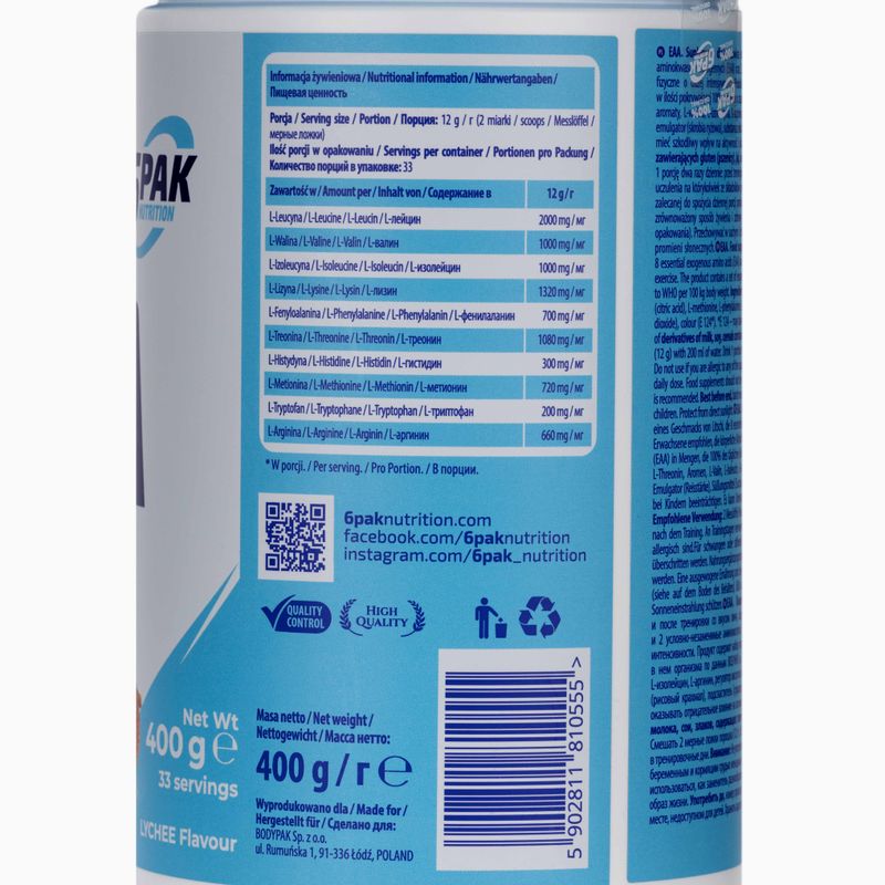EAA 6PACK амінокислоти 400г лічі PAK/136#LICZI 3
