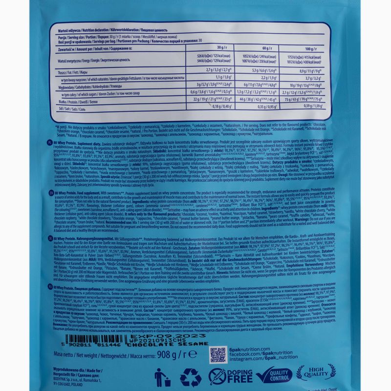 Whey 6PACK Protein 80 908г шоколад-кунжут PAK/162#SEZCZ 2