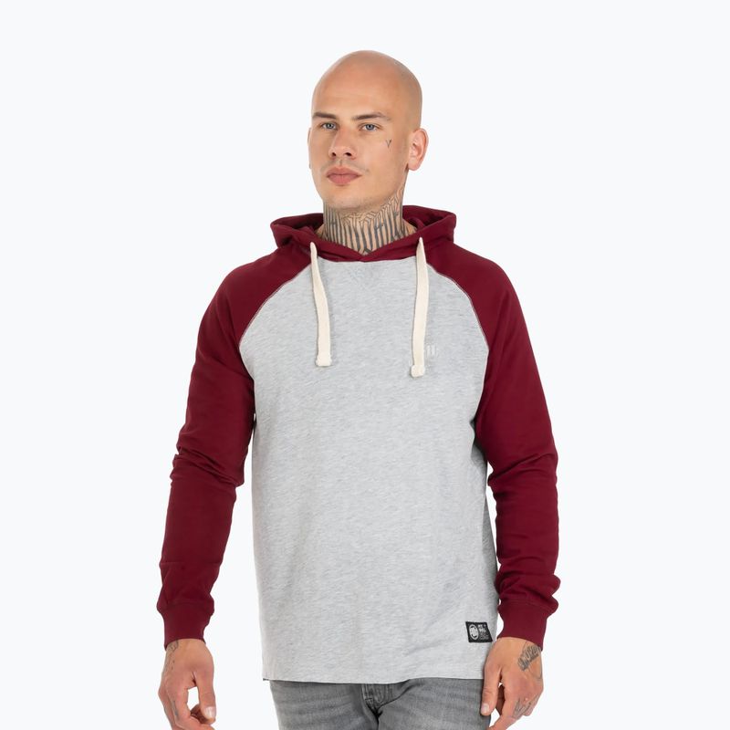 Кофта чоловіча Pitbull West Coast Hooded Small Logo grey/burgundy