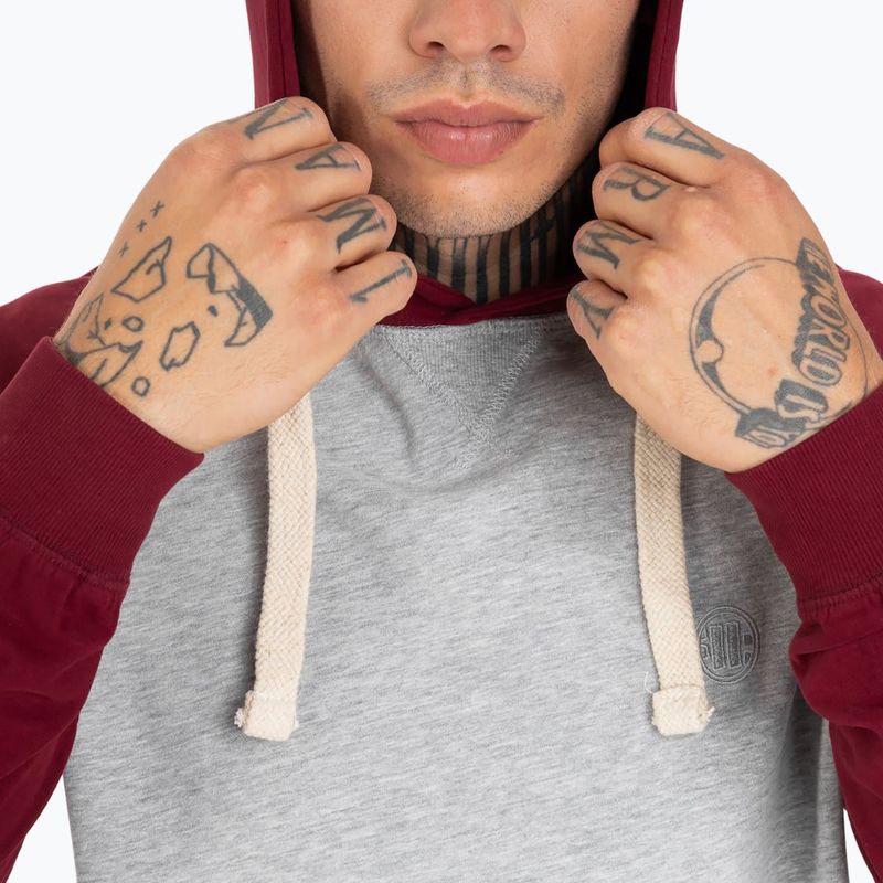 Кофта чоловіча Pitbull West Coast Hooded Small Logo grey/burgundy 6