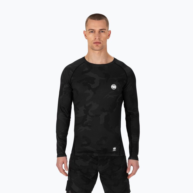 Рашгард лонгслів чоловічий Pitbull West Coast Net Camo 2 Rash black camo