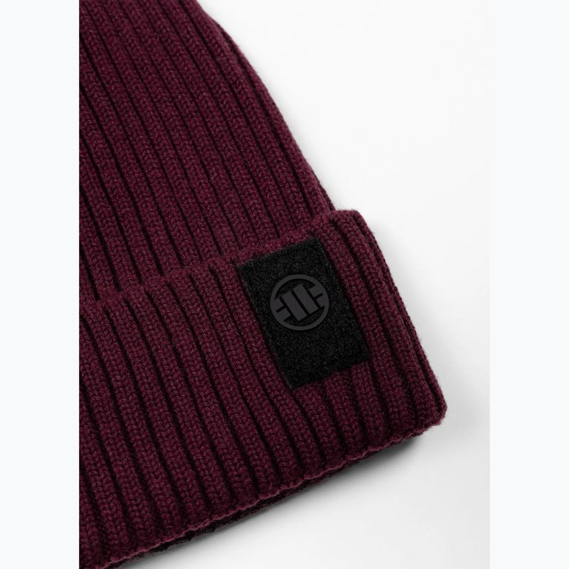 Зимова шапка Pitbull Beanie Velcro Logo burgundy 2