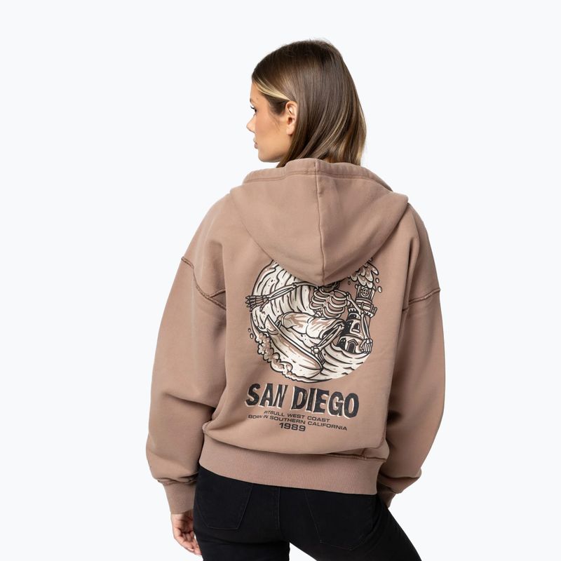 Кофта жіноча Pitbull Skull Surf Hooded Zip chocolate mousse 3