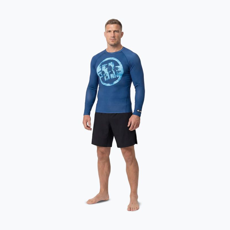 Чоловіча рашгард з довгим рукавом Pitbull Rashguard Logo Palms blue 2
