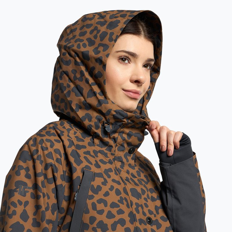 Куртка сноубордична жіноча 4F KUDS002 brown allover 4