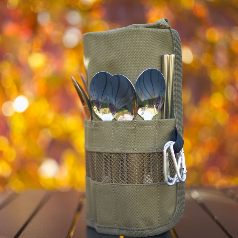 Набір столових приборів OFFLANDER Camping Cutlery Set with Case green 10