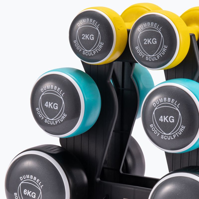 Набір гантелей зі стійкою Body Sculpture Smart Bw 108Dt 24 kg yellow/blue/black 2