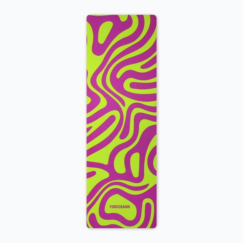 Килимок для йоги/фітнесу FORCEBAND Abstract Violet 4 мм violet/lime