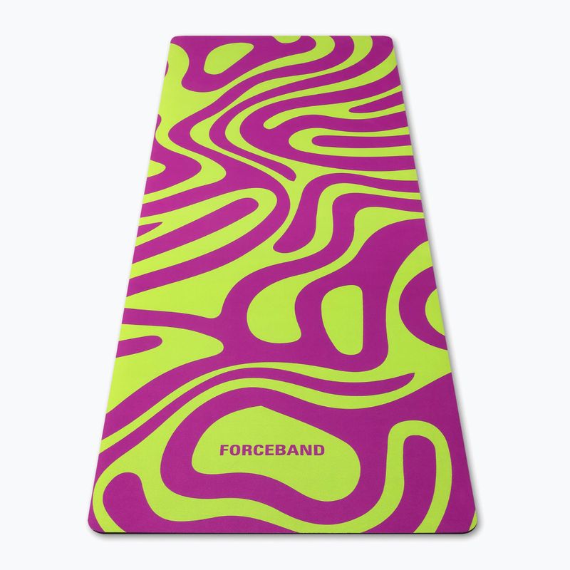 Килимок для йоги/фітнесу FORCEBAND Abstract Violet 4 мм violet/lime 2