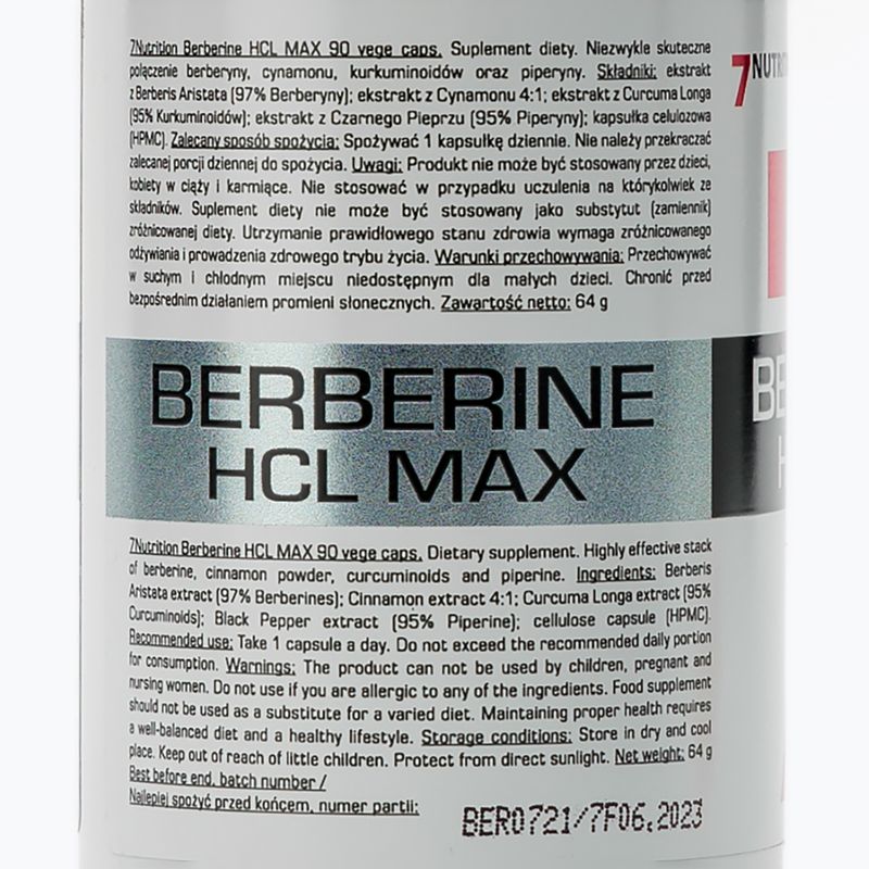 Берберин HCL MAX 7Nutrition для підтримки травлення 90 капсул 7Nu000461 2