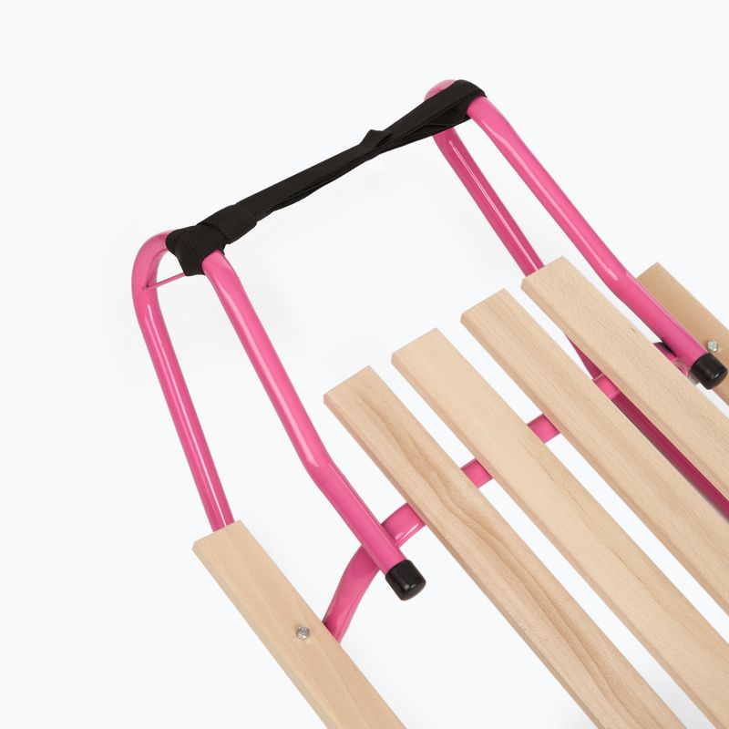 Санки металеві HUMBAKA зі спинкою та підніжками рожевий 7