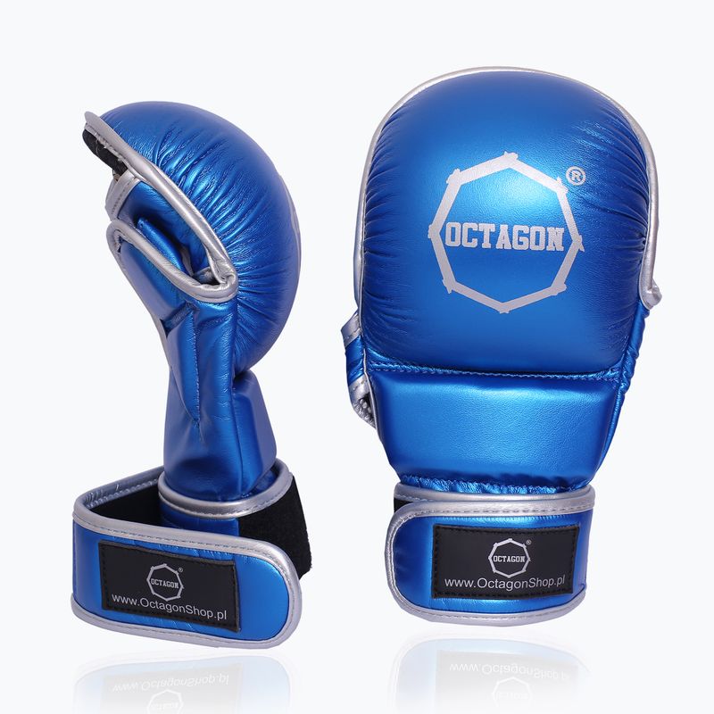 Рукавиці спарингові Octagon Mettalic MMA blue 2