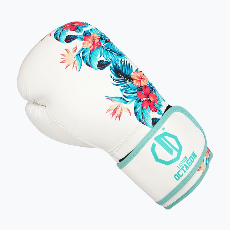 Рукавиці боксерські Octagon Legion Flower white/sea green 2